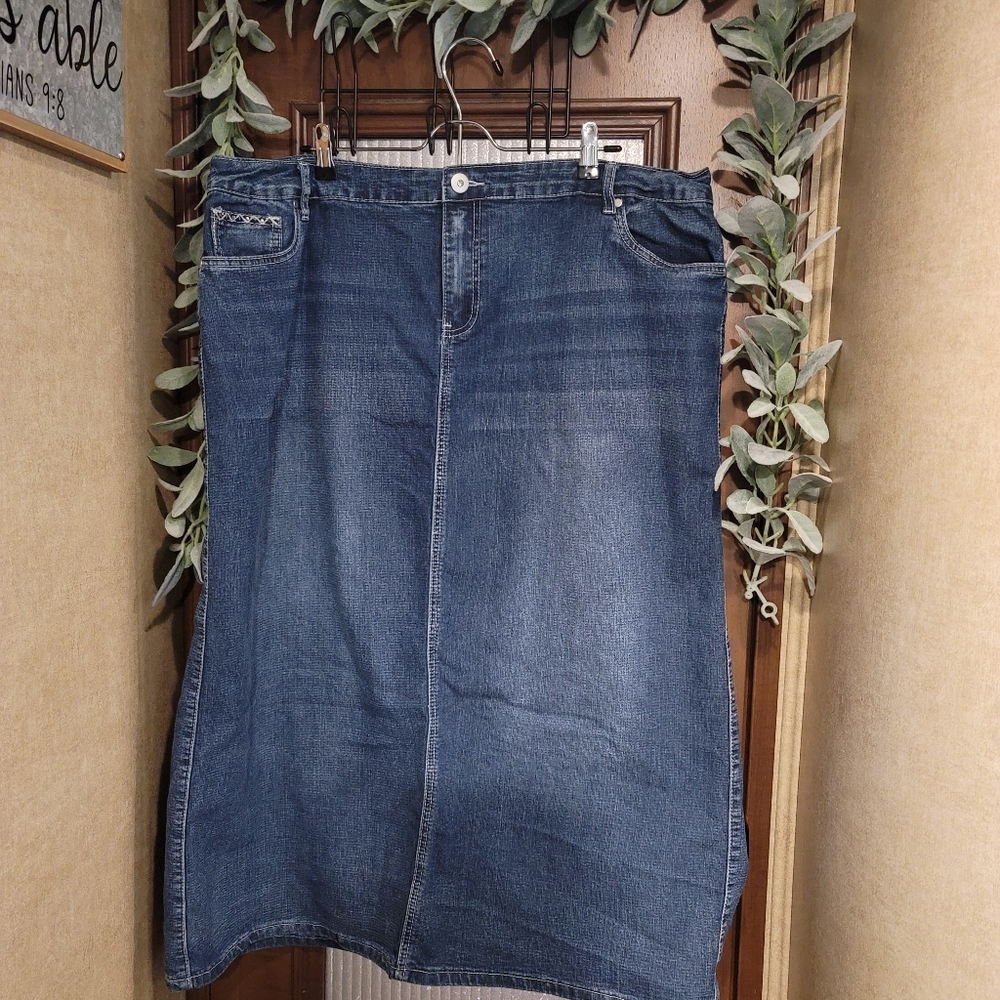 Long denim skirt